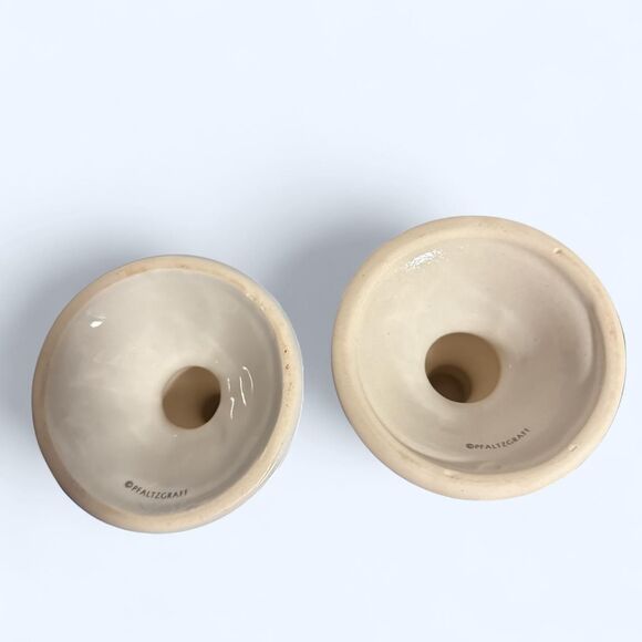 Pfeiffer Cream & Blue Candles holders Decor-home Vintage Kitchen dining room - Picture 3 of 5